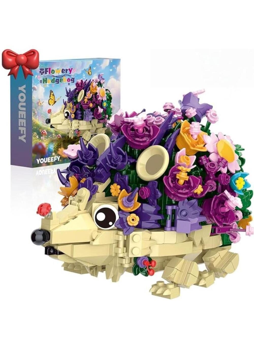 Flower Covered Hedgehog Building Set, 1000+ Pcs Garden Themed Construction MO...